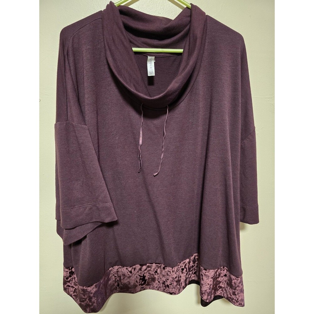 Lane Bryant Plus Size 26/28 Cowl Neck Smocked Top Pickled Beet Purple Sweatshirt